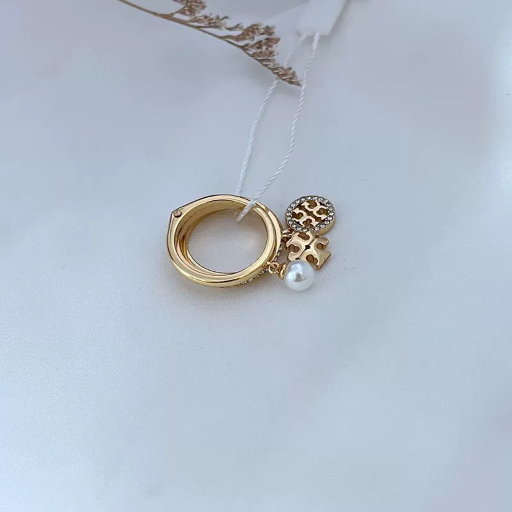 Tory Burch Rhinestone Pearl 3-in-1 Ring - Picture 3 of 6